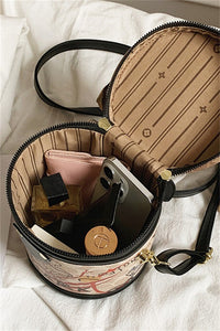Brown PU Printed Bucket Bags