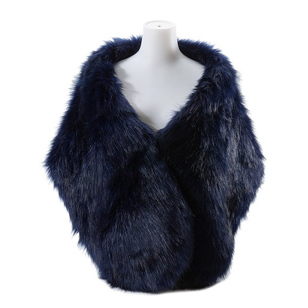 Navy blue Luxury Oversized Faux Fur Shawl Wrap