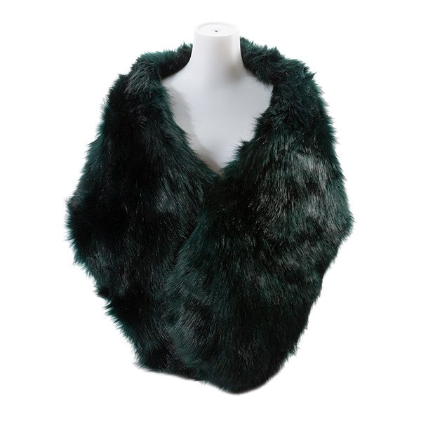 Dark Green Luxury Oversized Faux Fur Shawl Wrap