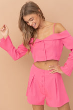 Pink Off Shoulder Top & Shorts Set