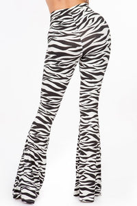 Zebra Black/White Zebra Stretch Flare Pants