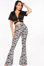 Zebra Black/White Zebra Stretch Flare Pants