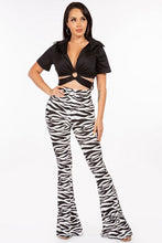 Zebra Black/White Zebra Stretch Flare Pants