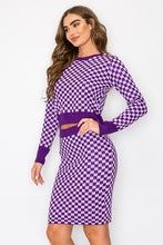 Purple Monochrome Check Sweater Set