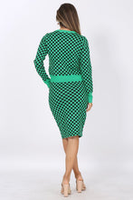Green Monochrome Check Sweater Set