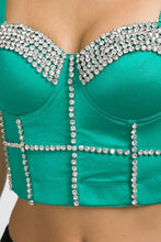 Kelly Green Diamond Across Crop Bra Top Bustier