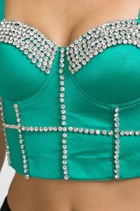 Kelly Green Diamond Across Crop Bra Top Bustier