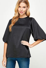 Black Solid Satin Blouse