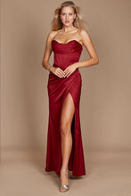 Burgundy Dylan & Davids Corset Satin Formal Evening Dress