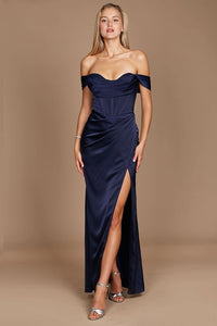 Navy Dylan & Davids Corset Satin Formal Evening Dress Aquarius Brand Navy Dylan & Davids Corset Satin Formal Evening Dress Aquarius Brand