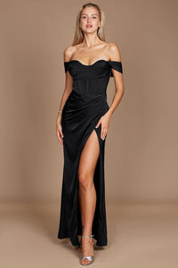 Black  Dylan & Davids Corset Satin Formal Evening Dress