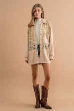 Beige Lace Contrast French Terry Shirt Jacket