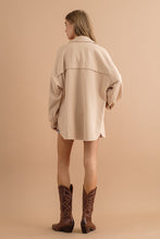 Beige Lace Contrast French Terry Shirt Jacket