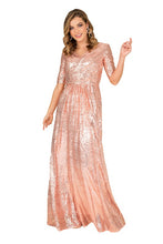 Rose Gold Sequin Fit and Flare Gown