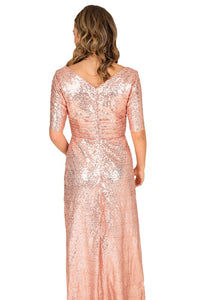 Rose Gold Sequin Fit and Flare Gown