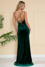 Emerald Green One Shoulder Pleated Side Velvet Dress