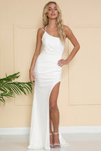White One Shoulder Pleated Side Velvet Dress