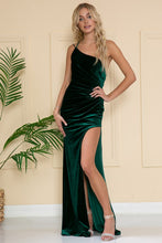 Emerald Green One Shoulder Pleated Side Velvet Dress
