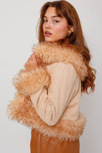 Tan Faux Fur Trim Short Jacket