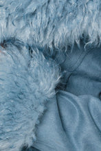 Dusty Blue Faux Fur Trim Short Jacket