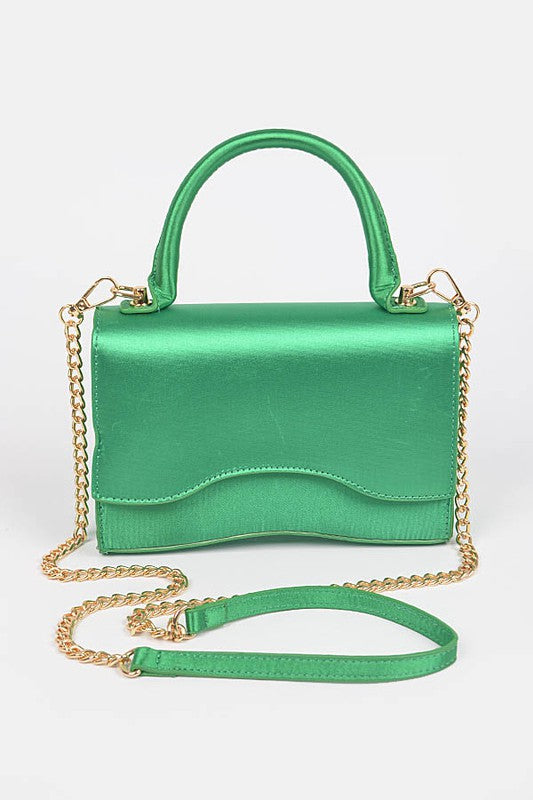 Green Shiny Chain Crossbody Bag