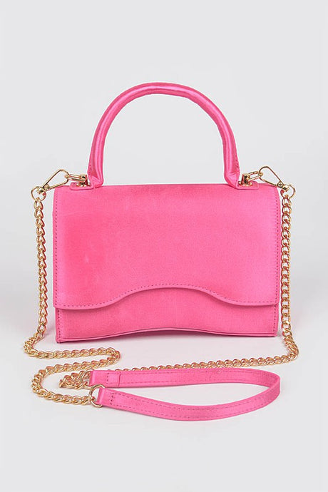 Fuschia Shiny Chain Crossbody Bag
