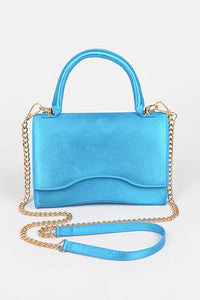 Light Blue Shiny Chain Crossbody Bag