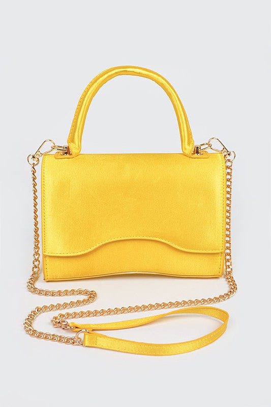 Light Yellow Shiny Chain Crossbody Bag