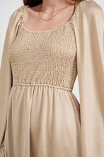 Gold Mini Metalic Long Sleeve Dress