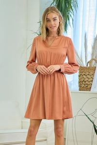 Dusty Rose Smocked Waist Shirred Dress