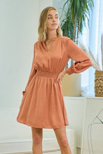 Dusty Rose Smocked Waist Shirred Dress