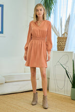 Dusty Rose Smocked Waist Shirred Dress