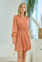 Dusty Rose Smocked Waist Shirred Dress
