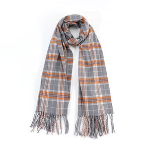 Bdbd/Grey Striped Plaid Fringed Scarf