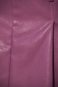 Mauve Low Waist Faux Leather Pleated Skirt