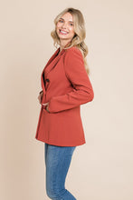 Rust Double Breasted Lapel Collar Jacket Blazer