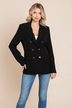 Black Double Breasted Lapel Collar Jacket Blazer