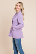 Purple Double Breasted Lapel Collar Jacket Blazer