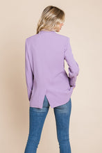 Purple Double Breasted Lapel Collar Jacket Blazer