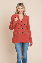 Rust Double Breasted Lapel Collar Jacket Blazer