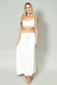 White Rayon Span Cargo Pocket Maxi Skirt