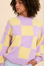 Lavender Mock Neck Checker Sweater