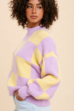 Lavender Mock Neck Checker Sweater