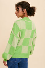 Lime Mock Neck Checker Sweater