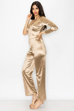 Gold Stretch Satin One Shoulder Jumpsuit