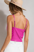 Hot Pink V Neck Faux Leather Sleeveless Top