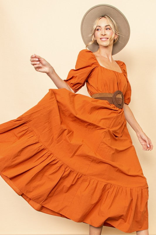 open lace back dress Rustic Orange Satin Dress – valoirofficial main image 0