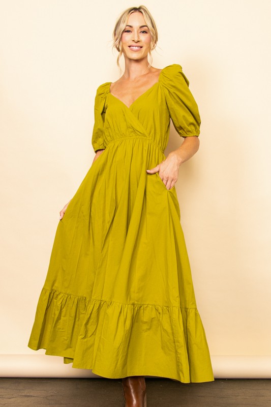 light olive maxi dress Light Olive Wide Flare Boho Maxi Dress – Aquarius Brand
