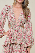 Cream Ladies Long Sleeve Ruffle Detail Maxi Dress