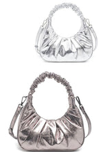 Silver Vegan Leather Bright Crossbody Bag